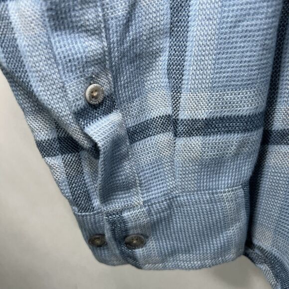 Eddie Bauer Classic Fit Button Up Flannel Shirt Mens Size Large Blue Plaid LS - Picture 4 of 13